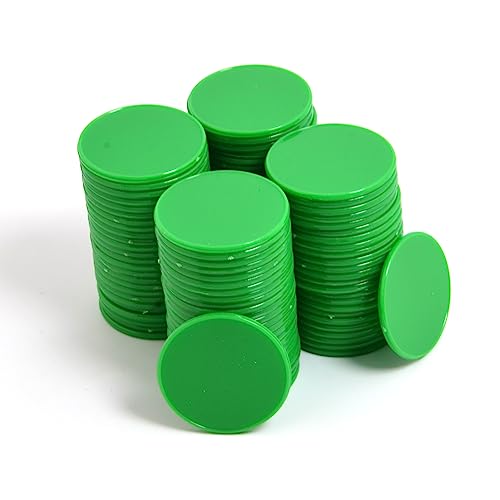 Smartdealspro Undurchsichtiger Lernzähler aus Kunststoff, Mini-Poker-Chips, Spielsteine mit Aufbewahrungsbox (Dunkelgrün, 32 mm (100 Stück)) von SmartDealsPro
