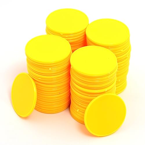 Smartdealspro Undurchsichtiger Lernzähler aus Kunststoff, Mini-Poker-Chips, Spielsteine mit Aufbewahrungsbox (Gelb, 32 mm (100 Stück)) von SmartDealsPro