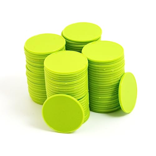 Smartdealspro Undurchsichtiger Lernzähler aus Kunststoff, Mini-Poker-Chips, Spielsteine mit Aufbewahrungsbox (Hellgrün, 32 mm (100 Stück)) von SmartDealsPro