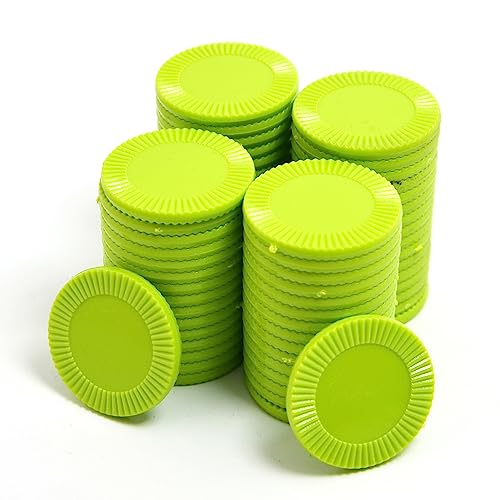 Smartdealspro Undurchsichtiger Lernzähler aus Kunststoff, Mini-Poker-Chips, Spielsteine mit Aufbewahrungsbox (Hellgrün, 32 mm (64 Stück, Sonnenblume) von SmartDealsPro
