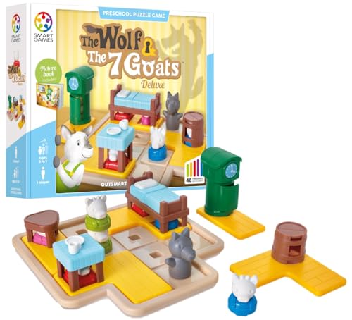 Smart Games - Wolf und 7 Ziegen - Pädagogisches Puzzlespiel - Brainteaser - Multi-Level-Logik und Denkherausforderungen - 1 Spieler - Mehrsprachig - SG 027 von SmartGames