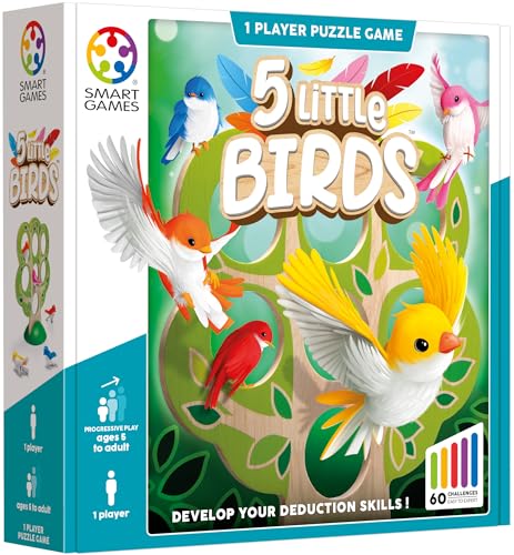 SmartGames - 5 kleine Vögel, Puzzlespiel mit 60 Herausforderungen, ab 5 Jahren von SmartGames