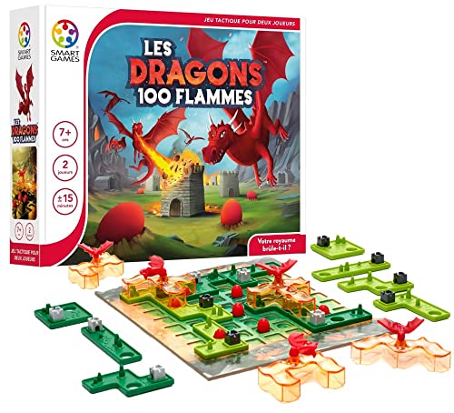 SmartGames - Die Drachen mit 100 Flammen – Gesellschaftsspiel für Kinder 7+ – 2 Spieler – Strategiespiel und Platzierung mit Fliesen und Drachen – entwickelt Logik und Reflexion – mittelalterliches von SmartGames