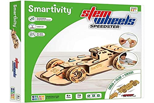 Smartivity Stem Wheels Speedster Wooden Construction Kit, Build Play & Learn, 102 Pieces, Ages 6+,24 x 24 x 4cm von Smartivity