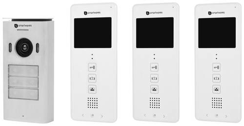 Smartwares DIC-22132 Video-Türsprechanlage 2-Draht Komplett-Set 3 Familienhaus Weiß von Smartwares