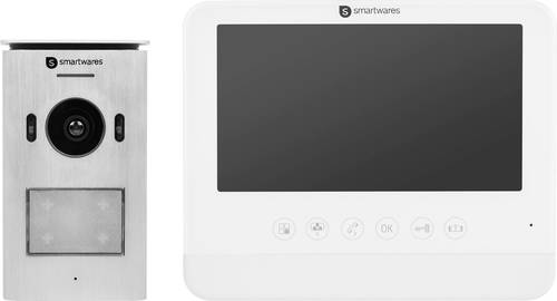 Smartwares DIC-22212 Video-Türsprechanlage 2-Draht Komplett-Set 1 Familienhaus Silber, Weiß von Smartwares