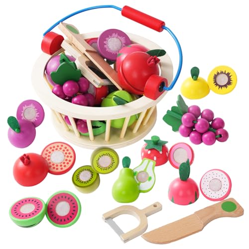 Smartwo Holz Küchenzubehör Kinder, Spielküche Kinderküche Zubehör aus Holz, Lebensmittel Obst zum Schneiden, Küchenspielzeug Rollenspiele, Schneidespielzeug für Mädchen Jungen, mit Klett-Verbindung Smartwo Holz Küchenzubehör Kinder, Spielküche Kinderküche Zubehör aus Holz, Lebensmittel Obst zum Schneiden, Küchenspielzeug Rollenspiele, Schneidespielzeug für Mädchen Jungen, mit Klett-Verbindung von Smartwo
