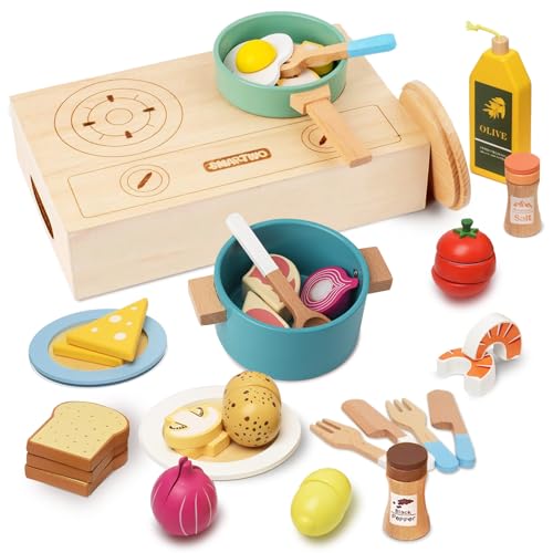 Smartwo Kinderküche Zubehör Holz, Spielküche Töpfe & Geschirr, Küchenzubehör Kochset, Holzspielzeug Lebensmittel zum Schneiden, Küchenspielzeug für Rollenspiele ab 2 3 Jahre, Mädchen Geschenk Smartwo Kinderküche Zubehör Holz, Spielküche Töpfe & Geschirr, Küchenzubehör Kochset, Holzspielzeug Lebensmittel zum Schneiden, Küchenspielzeug für Rollenspiele ab 2 3 Jahre, Mädchen Geschenk von Smartwo