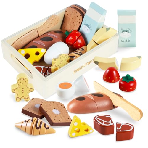 Smartwo Kinderküche Zubehör Holz Lebensmittel zum Schneiden, Spielküche Zubehör Frühstück Set, Küchenzubehör für Rollenspiele, Holzspielzeug Küche 12PCS, Geschenk für Mädchen Jungen ab 2 Jahre Smartwo Kinderküche Zubehör Holz Lebensmittel zum Schneiden, Spielküche Zubehör Frühstück Set, Küchenzubehör für Rollenspiele, Holzspielzeug Küche 12PCS, Geschenk für Mädchen Jungen ab 2 Jahre von Smartwo