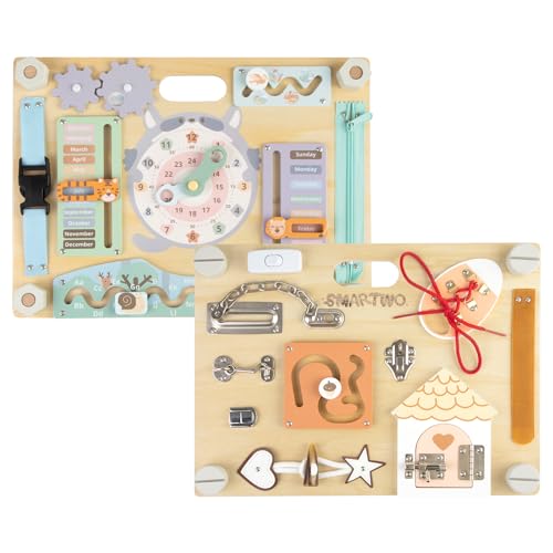 Smartwo Montessori Motorikbrett aus Holz, Busy Board ab 2-3 Jahre, Activity Board Zweiseitig mit 20 Lernaktivitäten, Sensorisches Holzspielzeug, Motorik Board für Kleinkinder Vorschuler Smartwo Montessori Motorikbrett aus Holz, Busy Board ab 2-3 Jahre, Activity Board Zweiseitig mit 20 Lernaktivitäten, Sensorisches Holzspielzeug, Motorik Board für Kleinkinder Vorschuler von Smartwo