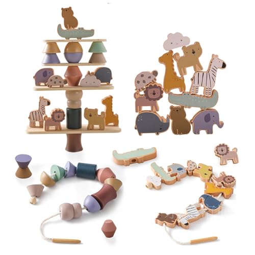 Smartwo Fädelspiel ab 2 Jahre, Holzspielzeug für Stapelspiel, Montessori Motorikspielzeug für Kleinkinder, Bauklötze in Tiere Form, Geburtstaggeschenk für Mädchen Jungen 2 3 4 Jahre Smartwo Fädelspiel ab 2 Jahre, Holzspielzeug für Stapelspiel, Montessori Motorikspielzeug für Kleinkinder, Bauklötze in Tiere Form, Geburtstaggeschenk für Mädchen Jungen 2 3 4 Jahre von Smartwo