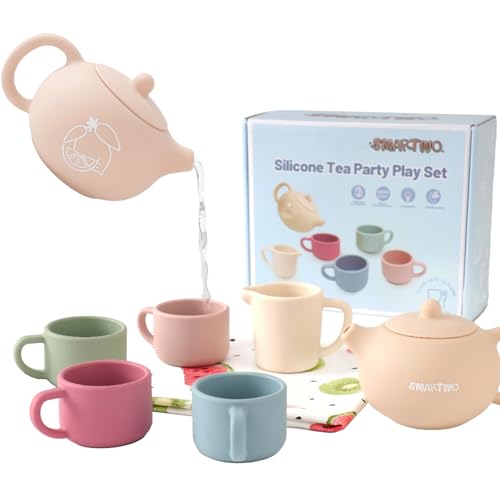 Smartwo Teeservice Kinder Silikon Teeparty Rollenspiel Spielzeug Kinderküche Spielküche Zubehör Geschenk für Mädchen Smartwo Teeservice Kinder Silikon Teeparty Rollenspiel Spielzeug Kinderküche Spielküche Zubehör Geschenk für Mädchen von Smartwo