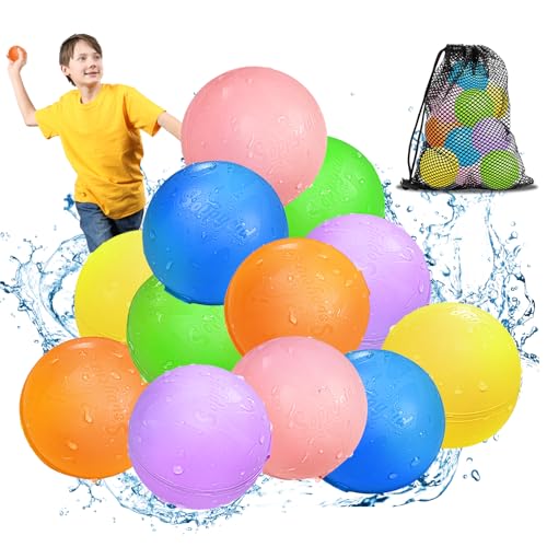 Wasserbomben Wiederverwendbar Selbstschließend: 12 Stück Wiederverwendbare Wasserballons Magnetisch, Pool Spielzeug Outdoor Spiele für Kinder ab 3 Jahre, Ostern Geschenk für 3-12 Jahre Mädchen Junge von Smasiagon