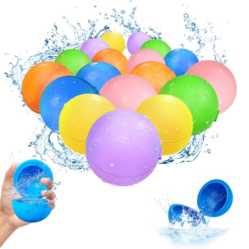 Wasserbomben Wiederverwendbar Selbstschließend: 18 Stück Silikon Wiederbefüllbare Wasserballons Magnetisch - Outdoor Spiele für Kinder Wasserspielzeug Pool Spielzeug für Sommerspaß Wasserpark Party von Smasiagon