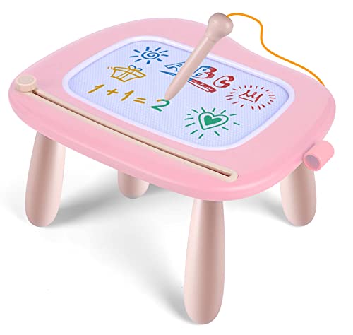 Smasiagon Kinderspielzeug ab 1 Jahr, Magnetische Maltafel Zaubertafel Bunt Zeichentafel Magnettafel mit 4 Beine für Kinder Geschenk für 1 2 3 Jahre Mädchen Junge Spielzeug (Pink) von Smasiagon