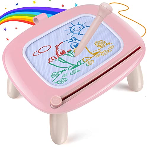 Smasiagon Magnetische Maltafel Zaubertafel für Kinder, Bunte Löschbare Magnettafel Zeichentafel mit Beinen für Kleinkind Spielzeug ab 1 2 3 Jahre Mädchen Geschenk (Hellrosa) von Smasiagon