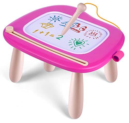 Smasiagon Kinderspielzeug ab 1 Jahr, Magnetische Maltafel Zaubertafel Bunt Zeichentafel Magnettafel mit 4 Beine für Kinder Geschenk für 1 2 3 Jahre Mädchen Junge Spielzeug (Rose) von Smasiagon