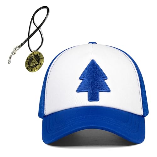 Smatutor Dipper Pines Kostüm Hut für Männer Frauen Junge Mädchen Halloween Falls Cosplay Tannenbaumkappe mit Anhänger, 06. Blau-104, Einheitsgröße von Smatutor