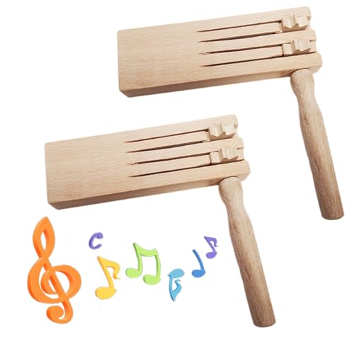 Holzratsche Geräusche Maker,Smavles 2 Stück Spinning Doppel RatscheHolz,Holz Spinning Ratsche,Krachmacher,Holz Rassel Ratsche, Musikinstrument für Kinder,für Spiele Parteien Veranstaltungen von Smavles