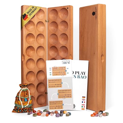 Hus Bao Classic | Steinchenspiel | Mancala | Kalaha Spiel | Premium Edelsteinspiel aus Massivholz in Deutschland hergestellt | mit natürlichen Edelsteinen, Buntem Beutel und visueller Anleitung Hus Bao Classic | Steinchenspiel | Mancala | Kalaha Spiel | Premium Edelsteinspiel aus Massivholz in Deutschland hergestellt | mit natürlichen Edelsteinen, Buntem Beutel und visueller Anleitung von SmetCraft