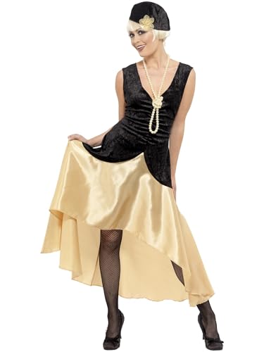 20s Gatsby Girl Costume, Black, Dress, Hat & Pearl Necklace, (M) von Smiffys