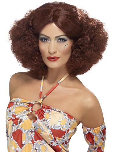 Smiffys 70er Afro Perücke, Kastanienbraun, mit Mittelscheitel von Smiffys