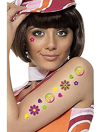 Hippie Klebe-Tattoos, 1 Bogen mit 6 Motiven Hippie Klebe-Tattoos, 1 Bogen mit 6 Motiven von Smiffys