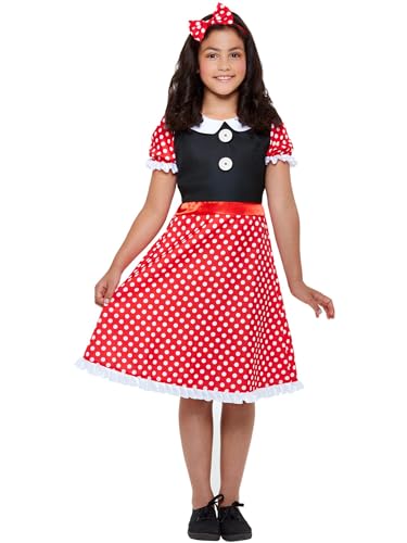Cute Mouse Costume, Red & White, with Dress & Headband, (M) von Smiffys