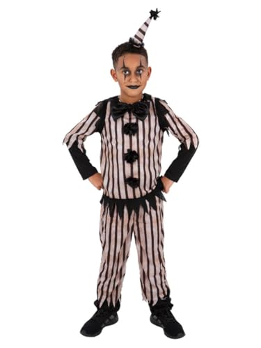 Smiffys Dunkles Vintage Clown-Kostüm, Jungen-Top, Hose & Hut, Halloween-Kinder-Verkleidung, Halloween-Kostüme Smiffys Dunkles Vintage Clown-Kostüm, Jungen-Top, Hose & Hut, Halloween-Kinder-Verkleidung, Halloween-Kostüme von Smiffys