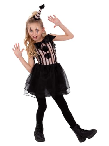 Smiffys Dunkles Vintage-Clown-Kostüm, Mädchenkleid & Hut, Halloween-Kinder-Kostüm, Halloween-Kostüm von Smiffys