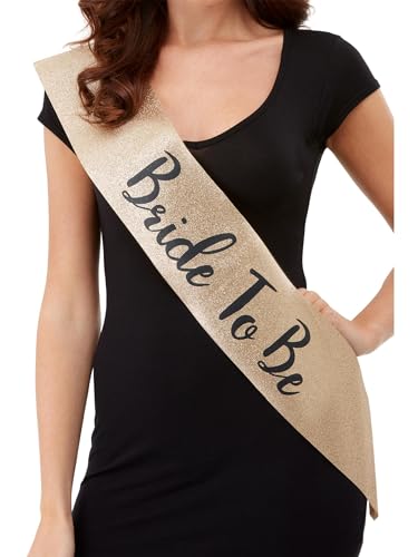 Deluxe Glitter Bride To Be Sash, Gold & Black Deluxe Glitter Bride To Be Sash, Gold & Black von Smiffys