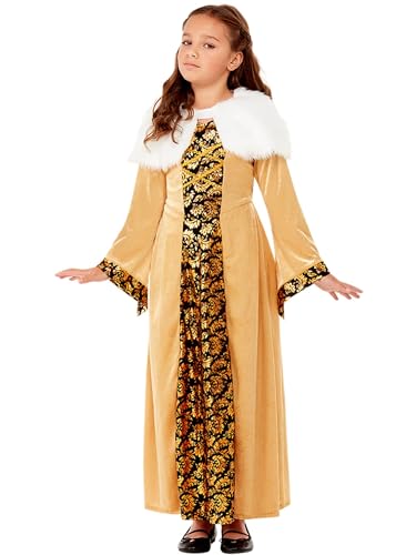 Smiffys Deluxe-Kostüm Mittelalterliche Gräfin, Gold, Kleid & Schultertuch von Smiffys