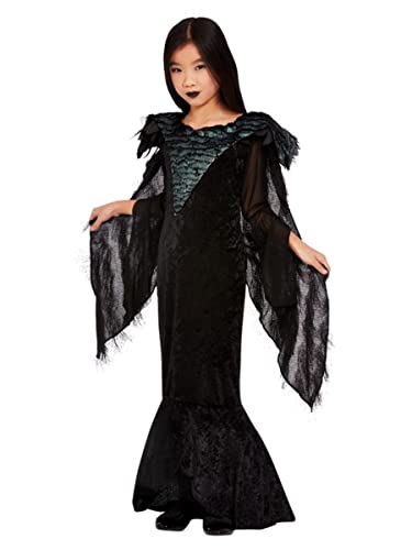 Deluxe Raven Princess Costume, Black, Dress, Cape & Headdress (S) von Smiffys