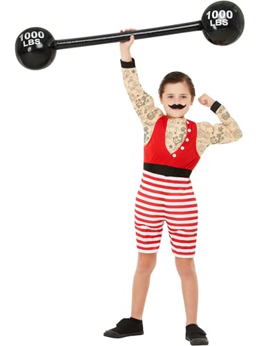 Deluxe Strong Boy Costume, Multi-Coloured, with Short Jumpsuit & Moustache, (L) von Smiffys