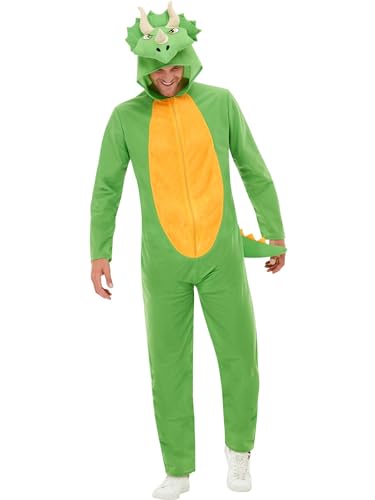 Dinosaur Costume, Green, with Hooded Jumpsuit, (M) von Smiffys