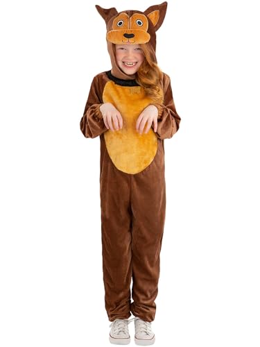 Dog Costume, Brown, with Hooded Jumpsuit & Tail (S) von Smiffys