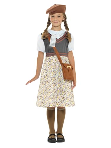 Smiffys Evacuee School Girl — Faschingskostüm für Kinder, Tween, Grau von Smiffys
