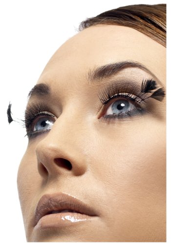 Falsche, schwarze Wimpern mit Feder auf der Seite von Smiffys