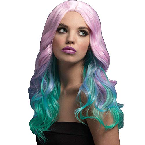 Fever Khloe Wig, Pastel Ombre, Long Wave with Centre Parting, 26inch/66cm von Smiffys