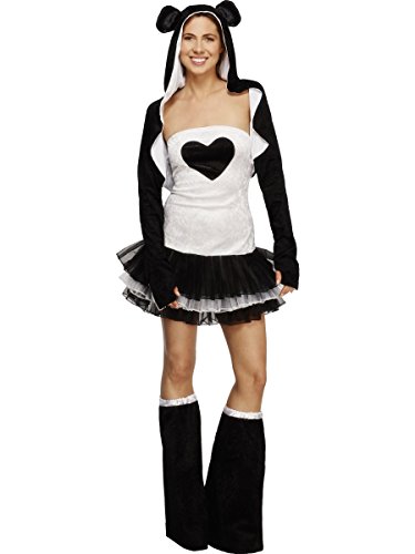 Fever, Damen Panda Kostüm, Tutu-Kleid mit abnehmbaren Trägern, Jacke mit Tierkapuze und Überstiefel, Größe: L, 22797 von Smiffys
