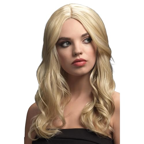 Fever Khloe Wig, Dark Blonde, Long Wave with Centre Parting, 26inch/66cm von Smiffys