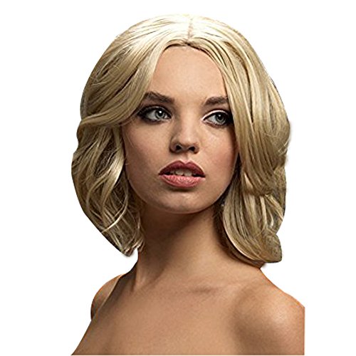 Smiffys Fever Kollektion, Olivia Perücke, Dunkelbond, sanfter Locken Bob, 33cm/13in Smiffys Fever Kollektion, Olivia Perücke, Dunkelbond, sanfter Locken Bob, 33cm/13in von Smiffys