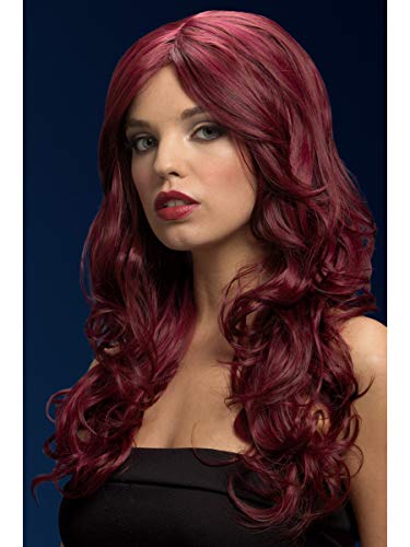 Fever Nicole Wig, Red Cherry, Soft Wave with Side Parting, 26inch/66cm von Smiffys