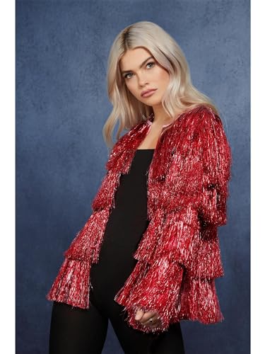 Smiffys Fever Lametta Festival Jacke, Rot von Smiffys