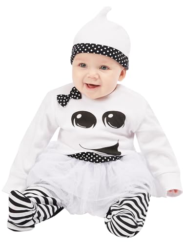 Ghost Girl Baby, Black & White, All In One with Tutu & Hat, BABY 6-9 months von Smiffys