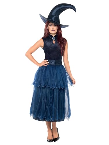 Smiffys Deluxe Mitternachthexe-Kostüm, Schwarz, mit Kleid, Lentikular-3D-gedruckter Brosche, Gürtel und Hut Smiffys Deluxe Mitternachthexe-Kostüm, Schwarz, mit Kleid, Lentikular-3D-gedruckter Brosche, Gürtel und Hut von Smiffys