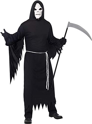 Halloween! Smiffys Kostüm Sensenmann, mit Kapuzengewand, Maske und Gürtel von Smiffys