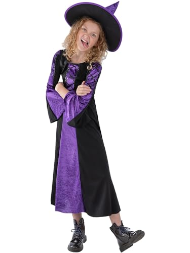 Halloween! Smiffys Kostüm Verzaubert, Schwarz und Purpur, mit Kleid und Hut von Smiffys