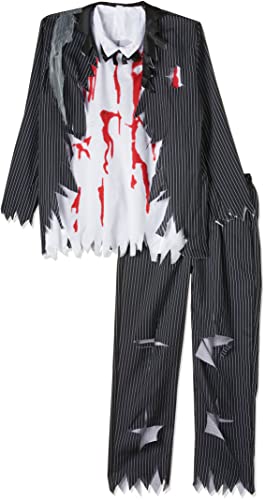 Halloween! Smiffys Zombiekostüm Gangster, mit Jacke, Hose, Oberteil, Latexteilen und Fliege von Smiffys