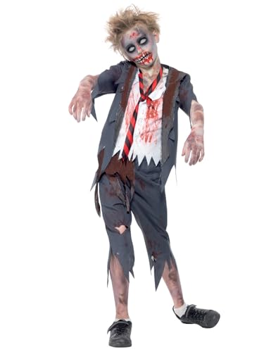Zombie School Boy Costume, Grey, with Trousers, Jacket, Mock Shirt & Tie, TODDLER von Smiffys